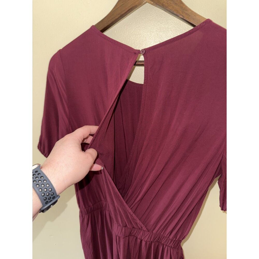 Old Navy Burgundy Short Sleeve Open Wrap Back Jumpsuit with Pockets - Size M - Picture 5 of 12